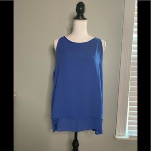 Audrey and Celine Blue Sleeveless Blouse